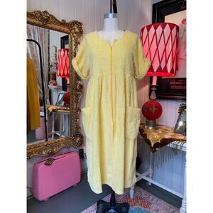 vintage 1980s yellow chenille robe stan herman 80s loungewear swim cover retro